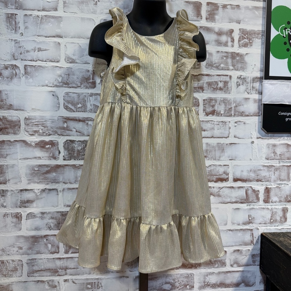 Tahari Metallic Gold Dress kids size 5